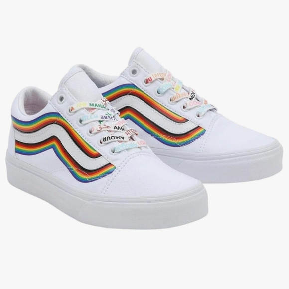 NWT Vans Old School Pride White Skater Shoes Size 12